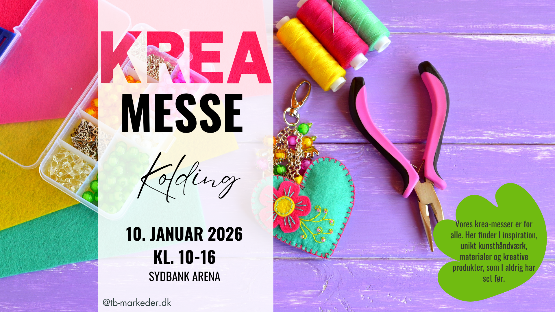 Krea Messe Kolding 10. Januar 2026 Fra kl. 10-16 i Sydbank Arena