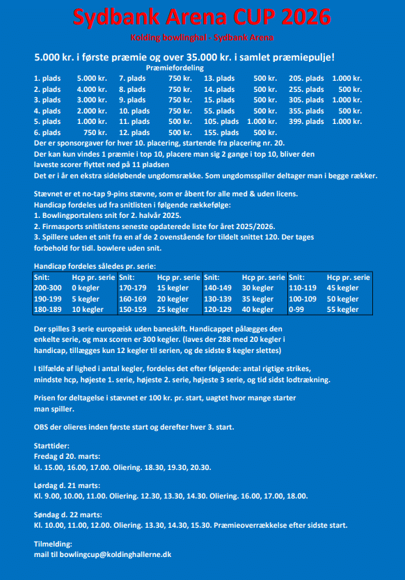 Sydbank Arena Cup 2026 Programplan